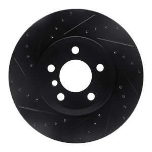 BMW X6 Brake Rotor (1) - Rear Left - R1 Concepts - Drilled & Slotted - Black - `07-`19